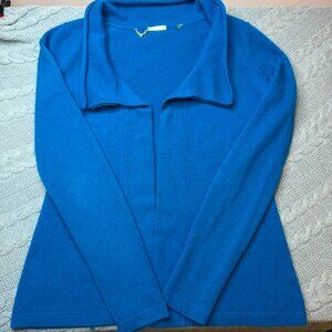 Elie Tahari Women's Medium 100% Cashmere Open Front Cardigan Sapphire Blue Soft